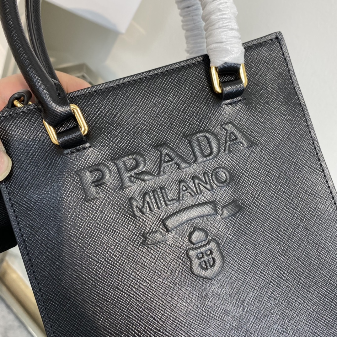 Prada Mini Saffiano Leather Bag Shoulder Bag Black 1BA333